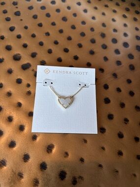 Kendra Scott Gold Ari Heart Necklace with White Center